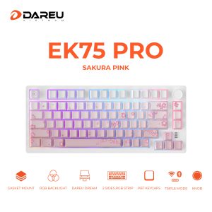 Bàn phím cơ không dây DAREU EK75 PRO – Sakura Pink (Triple Mode, Gasket Mount, RGB)3